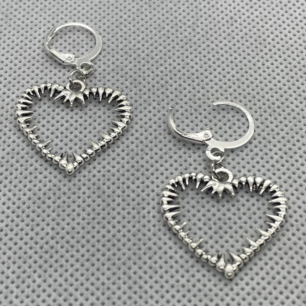 Gothic Fanged Heart Hoop Earrings